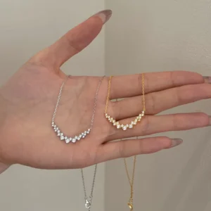 RENSINO Korean Style S925 Sterling Silver Cross Chain Women Starry Sparkling Zircon Design Electroplated