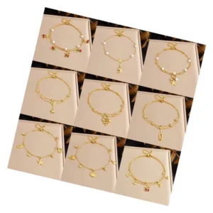 RENSINO Korean Style Stainless Steel Anklet Fashion Double Chain Diamond Cherry Starfish Star Moon Pendant Featuring Zircon