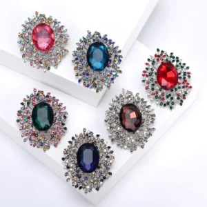 RENSINO Korean Version Luxury Temperament Alloy Large Crystal Brooch Women’s Banquet Fashionable Exquisite Gift Jewelry Chest Flower