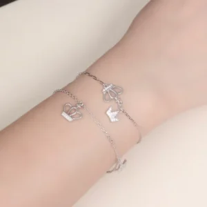 RENSINO Korean Version S925 Sterling Silver Zircon Rhodium Plated Crown Bracelet Anklets for Women Party Gift Trendy
