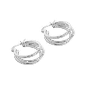 RENSINO Korean Version of Ins Design Simple and Luxurious French Geometric Multi layer Circle S925 Pure Silver Earrings for Women