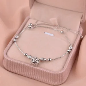 RENSINO LT 05 925 Sterling Silver Anklet Women’s Bell Foot Ornament Niche New Palace Bell Factory for Women Trendy