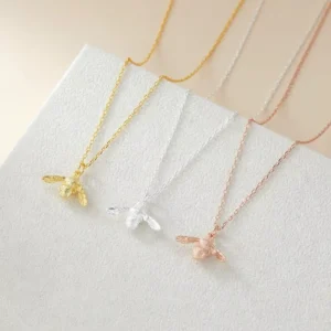 RENSINO LT 133 S925 Sterling Silver Bee Necklace Women’s Simple Design Niche Ins Cold Wind Light Luxury Personality Collarbone Chain
