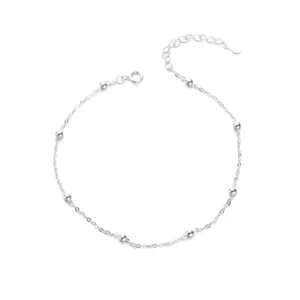 RENSINO LT-JL023 925 Sterling Silver Anklets for Women Elegant Beaded Jewelry with Korean Style Fashionable and Simple