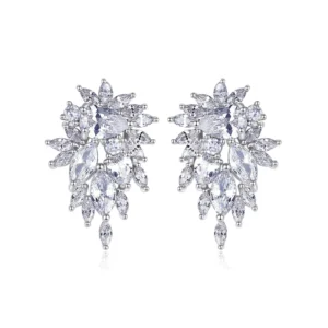 RENSINO LUOTEEMI New Arrival Bridal Wedding Water Drop Cubic Zircon Fashion Jewelry Flower Stud Earrings For Women