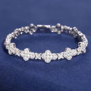 RENSINO Lab Grown Diamond 925 Sterling Silver Gra Certified Pass Diamond Tester Fine Jewelry Moissanite Cross Bracelet for Men