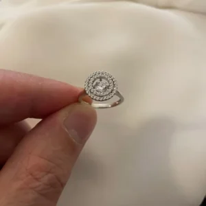 RENSINO Lab Grown Diamond Engagement Wedding Ring 925 Sterling Silver IGI Certified CVD HPHT Solid 18k Gold Plated Women Double Halo