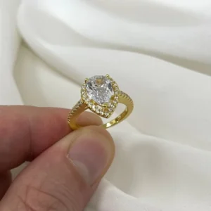 RENSINO Lab Grown Diamond Engagement Wedding Ring 925 Sterling Silver IGI Certified CVD HPHT Solid 18k Gold Plated Women Pear Cut