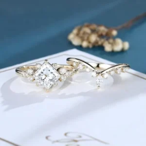 RENSINO Lab Grown Diamond Engagement Wedding Ring 925 Sterling Silver IGI Certified CVD HPHT Solid 18k Gold Plated Women Princess Cut
