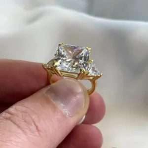 RENSINO Lab Grown Diamond Engagement Wedding Ring 925 Sterling Silver IGI Certified CVD HPHT Solid 18k Gold Plated Women Princess Cut