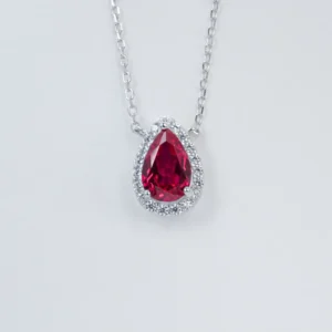 RENSINO Lab Grown Ruby Classic Heart Shape Pendant Necklace 1.03ct Gold Plated 925 Silver Jewelry Women Gift Engagement Wedding Party