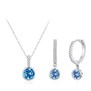 RENSINO Ladies Hoop Earrings Jewelry Set for Wedding 925 Sterling Silver Jewelry Set Women’s Zircon Jewelry Sets