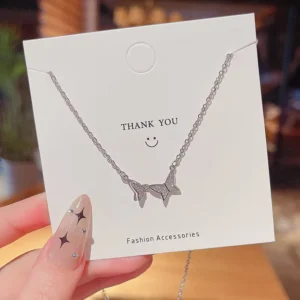 RENSINO Ladies Trendy Sliver Butterfly Necklace Silver Personalized Necklace Clavicle Necklace