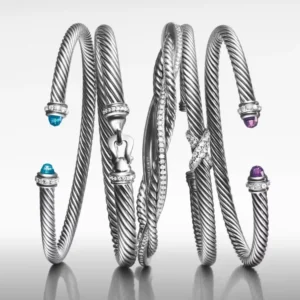 RENSINO Ladies Twisted Cufflinks Classic Open Bracelet 925 Silver Plated Stackable Designer Inspired Jewelry