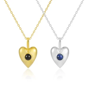 RENSINO Lapis Stone Love Necklace Women’s European and American Style S925 Pure Silver Personalized Ins Premium Silver Jewelry