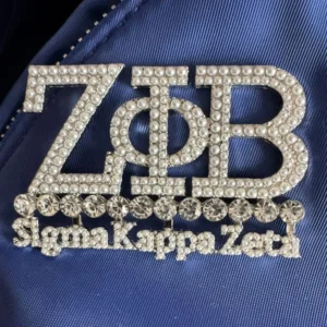 RENSINO Large Size Silver Two Layers Zeta Phi Beta Symbol Organization Sigma Kapp Zeta Pearl Lapel Pin Brooch Jewelry Gift