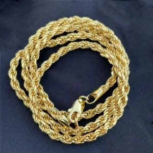 RENSINO Large Stock Hip Hop Jewelry 1.9mm-6.0mm Rope Chain Necklace 925 Sterling Silver Gold Plated Rope Chains