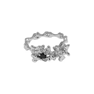 RENSINO Lava Sterling Silver Ring Design Irregularly Microencrusted Zircon Ring customized