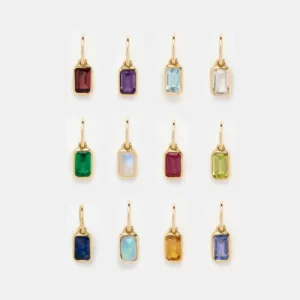RENSINO Le Pendentif 18k PVD Gold Plated Stainless Steel 12 Birthstone Pendant DIY Accessories Square Zircon Pendant For Women Jewelry