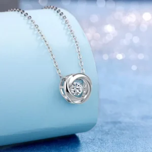 RENSINO Light Luxury Individual Double Ring Moissanite Necklace S925 Sterling Silver European Style Collarbone Chain