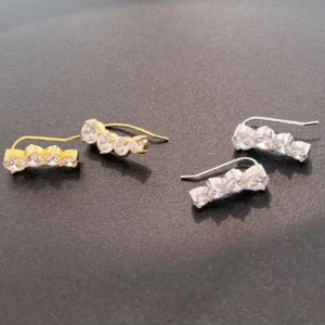 RENSINO Light Luxury S925 Sterling Silver Women’s Simple Zircon Electroplated Symmetrical Design Personalized Other Earrings