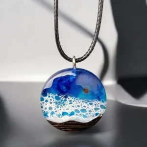 RENSINO Lightweight Coastal Wood Resin Jewelry Unique One off Multi Geometric Sea Wave Ear Pendant Bulk for Fashion Jewelry Boutique