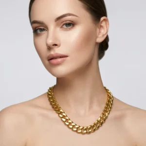 RENSINO Lightweight Gold Metallic Plastic High Gloss Durable Chunky Hip Hop Statement Necklace Maxi Costume Big Chain