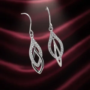 RENSINO Line Water Drop Nesting Earrings Unisex S925 Sterling Silver Zircon Geometric Rhodium Plated Supplier