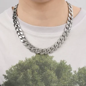 RENSINO Link Chain Necklace for Men Women Curb Cuban Link Chain Silver Color Punk Choker Fashion Male Jewelry Gift