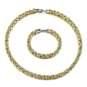 RENSINO Linsa Jewelry Luxury 6mm Stainless Steel Byzantine Chain Men Chain Fine Bracelet Necklace for Men Jewelry Colorful Designer