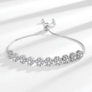 RENSINO Live Stream Delicate Zircon Silver Bracelet Female Simple Pull String Bracelet Adjustable