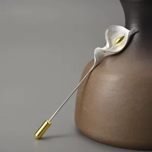 RENSINO Lotus Fun Custom Jewelry 18k Gold Plated 925 Sterling Silver Calla Lily Flower Elegant Brooch Luxury Fine Jewelry Gift for Women