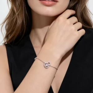 RENSINO Lucky Themed Delicate S925 Silver Gourd Charm Bracelet Prong Set Round Moissanite Plus Stone for Daily Wear & Gift Chic Bracelet