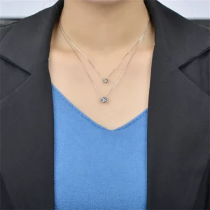 RENSINO Luxurious Initial Sterling Silver Layered Necklace for Woman Accessories