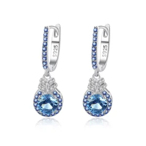 RENSINO Luxury 925 Sterling Silver Drop Earrings Huggie Diamonds CZ Dangle Hooop Earrings for Women Silver Jewelry