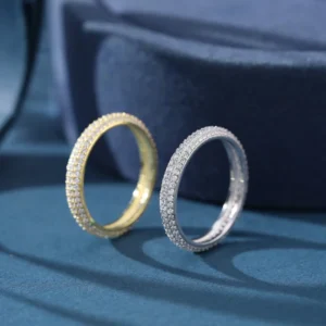 RENSINO Luxury 925 Sterling Silver Women’s Eternity Ring Full Pave Zircon Wedding Band Fine Jewelry for Fashion