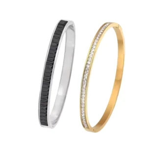 RENSINO Luxury Anti Discoloration Gold Plated Stainless Steel Bracelet Women’s Fashionable Geometric Design Charm