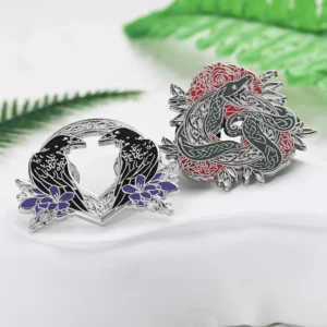 RENSINO Luxury Brooch Silver Plated Zinc Alloy Animal Flower Logo Enamel Pin Custom Hollow 3D High Quality Custom Metal Lapel Pin