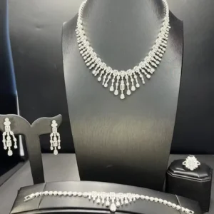 RENSINO Luxury CZ Pave Leaf Flower Party Necklace and Earrings Set for Women Wedding Fashion Jewelry Sets Bijoux Femme