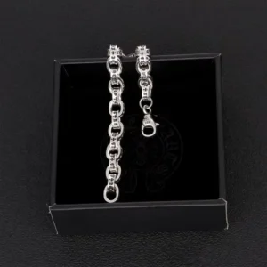 RENSINO Luxury Charm Silver Cross Bracelet Fashion Jewelry Letter Chain Punk Hiphop Bangle Bracelet Chrome CH Cross Women Men Bracelet