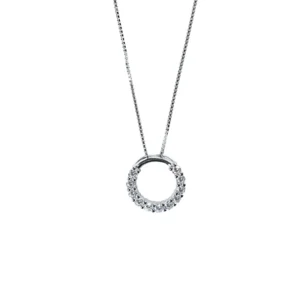 RENSINO Luxury Circle Ring with Diamond Necklace Designer Silver Simple Pendant Jewelry for Women Gift