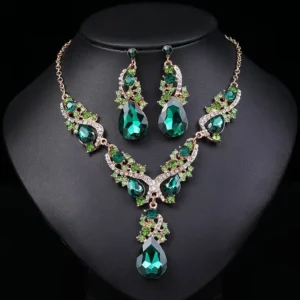 RENSINO Luxury Crystal Wedding Jewelry Set for Women Bridal Rhinestone Water Drop Necklace Earrings Party Jewelry Set