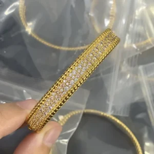 RENSINO Luxury Designer Stainless Steel Gold Plated Fashion Four Clover Leaf Bracelet Bangle Not Fade Jewelry for Women Anniversary