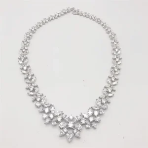 RENSINO Luxury Exquisite Teardrop Cubic Zircon Crystal CZ Bridal Wedding Jewelry Set Women Silver Necklaces Chains Diamond Main Stone