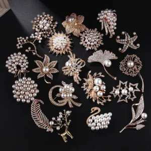 RENSINO Luxury Fashion Fine Jewelry Silver Custom Animal Zircon Pearls Butterfly Pins Brooches for Women Brooch Factory Price