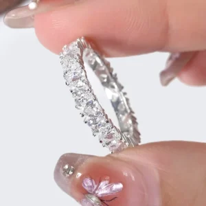 RENSINO Luxury Fashion Silver Color Rings Women Gold Plated Sparking Cubic Zirconia Eternity Wedding Heart Ring Girl Gift