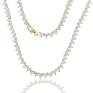 RENSINO Luxury Fine Jewelry Custom Heart Cut Iced Out Moissanite Tennis Link Chain Hip Hop Sterling Silver 925 Tennis Chain Necklace