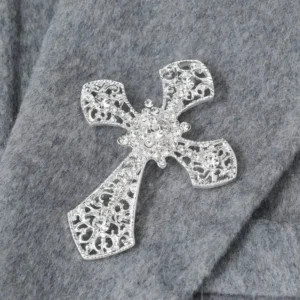 RENSINO Luxury Gold Plated Designer Brooches Personalized Cross Floral Corsage for Wedding Engagement Party Formal Events