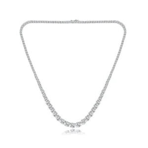 RENSINO Luxury Hiphop Style S925 Sterling Silver Gradual Change Size VVs1 Moissanite Tennis Necklace of Women Men