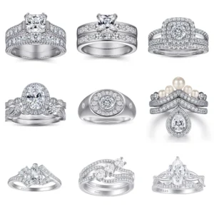 RENSINO Luxury Jewelry Manufacturer 925 Silver Jewelry Multiple Cut Main Stones Rhodium Plated Micro Paved Cubic Zirconia Ring for Women